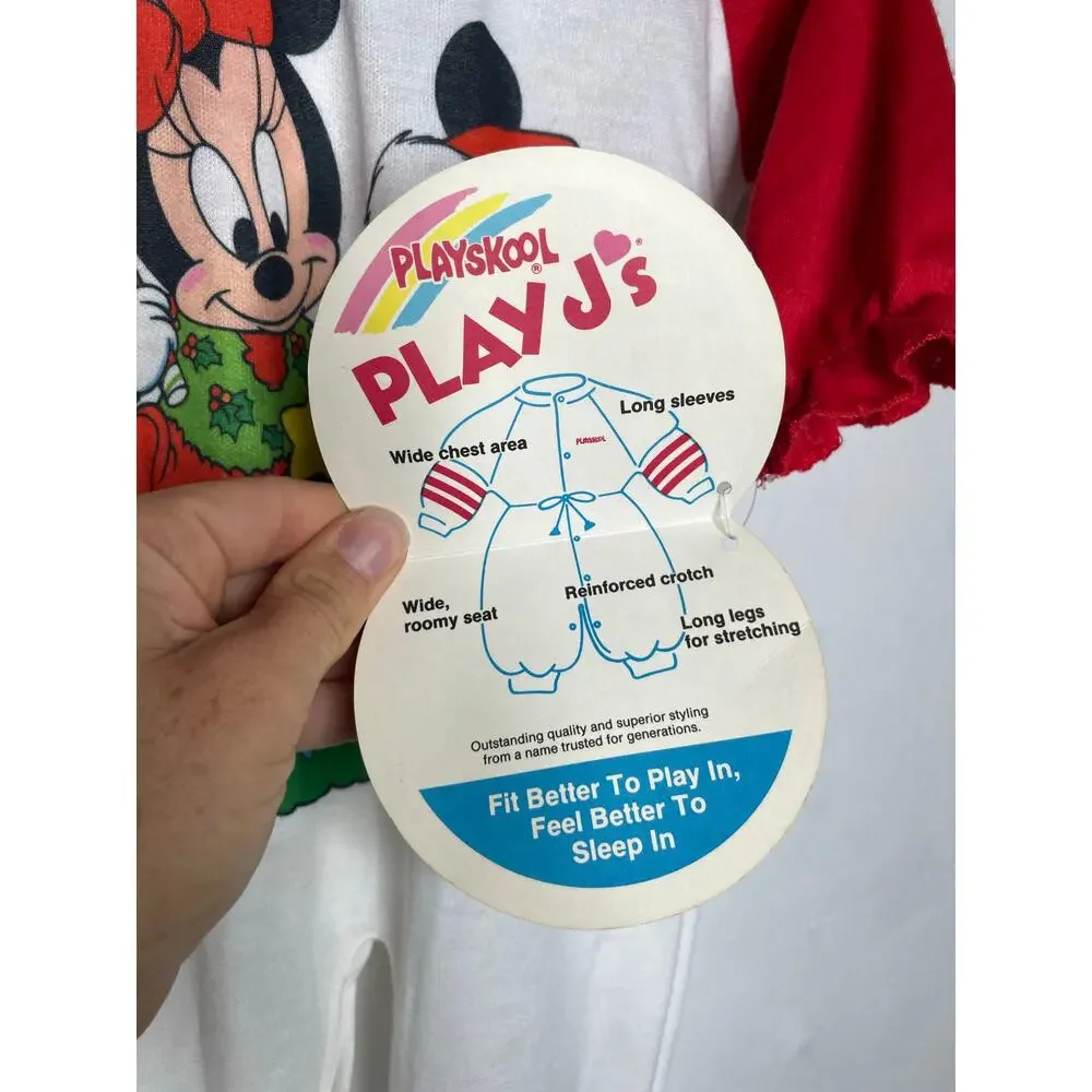 NEW Vintage 1984 Walt Disney Co Christmas One Piece Footie Mickey Minnie NEWBORN